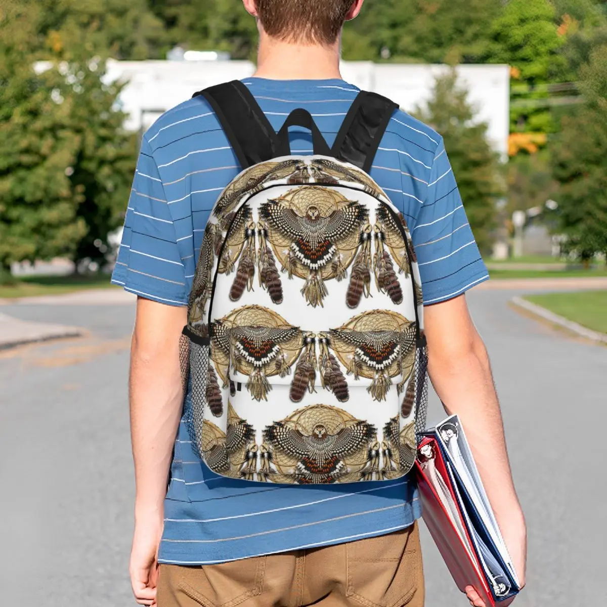 Red-Tail Hawk Dreamcatcher Mandala Backpack Student BookBag Boys Girls School Bag Computer Shoulder Bags