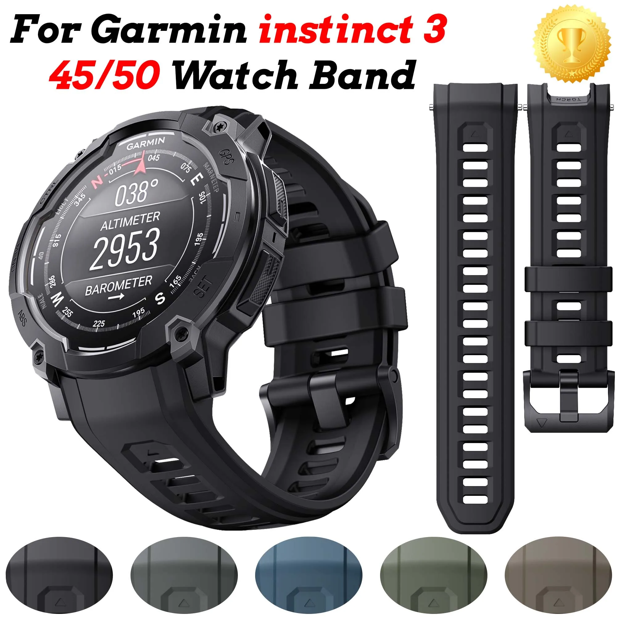 

Silicone Strap for Garmin Instinct 3 Amoled 50mm 45mm Original Official Wristband for Garmin Instinct 3 Solar 45mm 50mm Strap
