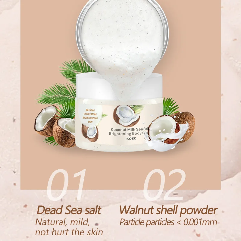 230g Coconut Milk Essential Oil Body Face Scrub Exfoliating Blackheads Sea Salt Natural Body For Face Body Care Whitening Cream