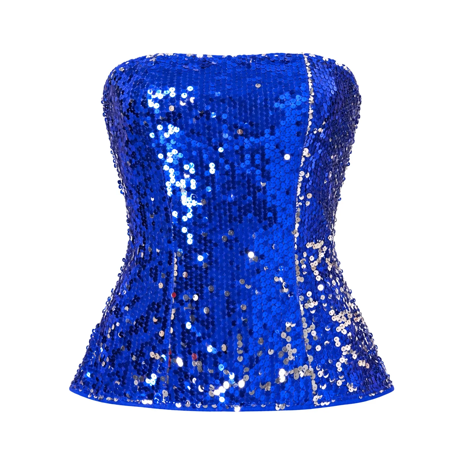 Sparkly Music Festival Costume Vests for Women Club Disco Rave Outfit Sequin Tube Top Strapless Vest For Cocktail Party Carnival