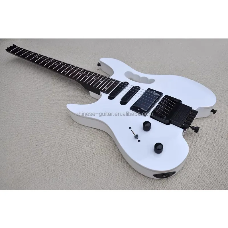 Flyoung White Headless Electric Guitar Custom Made Left Handed Stringed Instruments