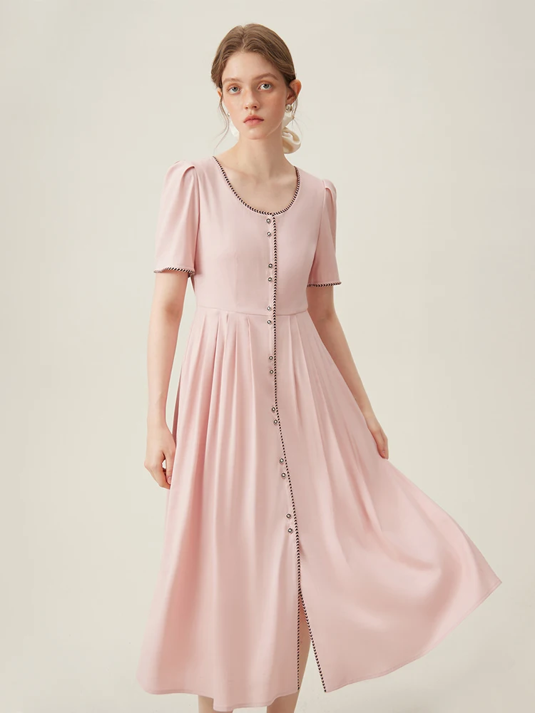 FSLE Paris Holiday French Temperament Dress for Women Summer Hepburn Style Three Color Optional Elegant Dress Female 24FS12059