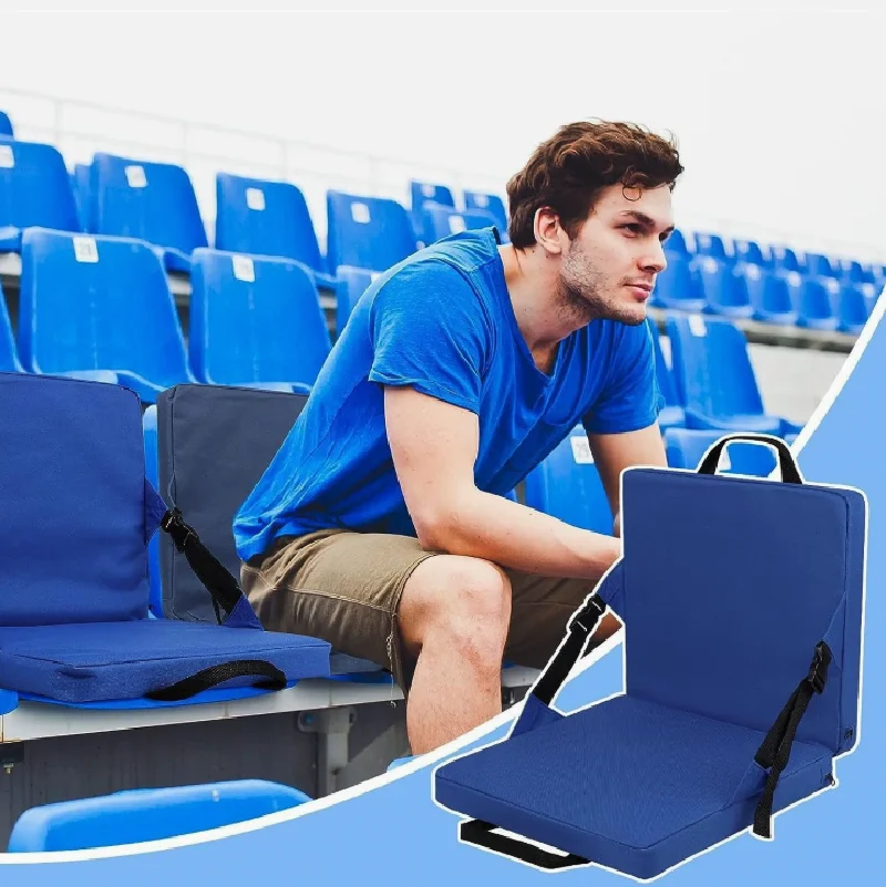 Bleacher Chair Folding Stadium Seat Cushion with Back Support Portable Handle Bleacher Cushion for Outdoor Folding Stadium Chair