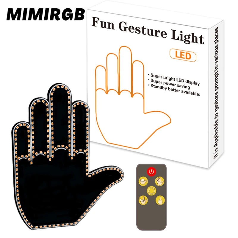 New LED Gesture Light Car Finger Light With Remote Road Rage Signs Middle Finger Gesture Light Hand Lamp Back Window Car LED