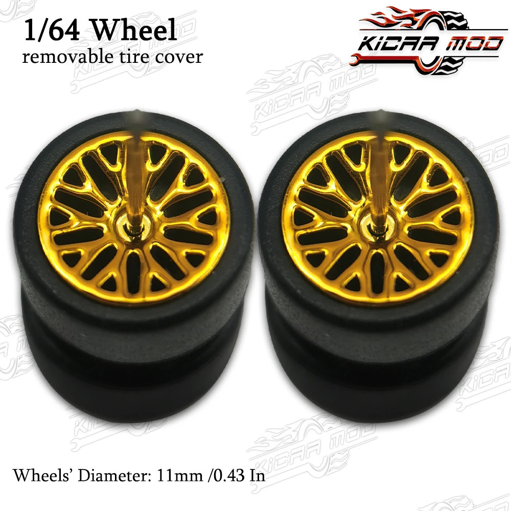 

1/64 RLC Premium Wheels with Rubber Slick Tires for Hot Wheels Multi Spokes Model Car Refitting Parts D:11mm (1 Set)