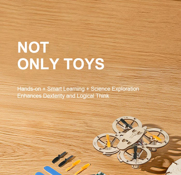 Wooden DIY Rc Drone Kit Assembled Remote Control Flying Toy Electtric Handmade Quadcopters Remote Aircraft Science Gadget
