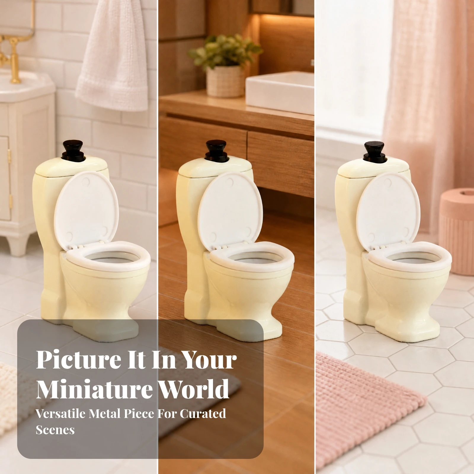 Dollhouse Furniture Compact Dollhouse Toilet Furniture Long-Lasting for Collectors, Pretend Play