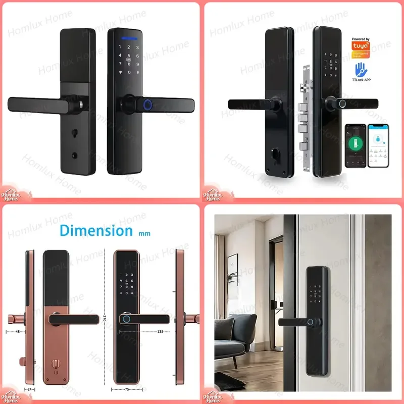Smart Door Lock with Fingerprint Password PIN Code WiFi Bluetooth App Control for Home Office Security 6068 Embedded