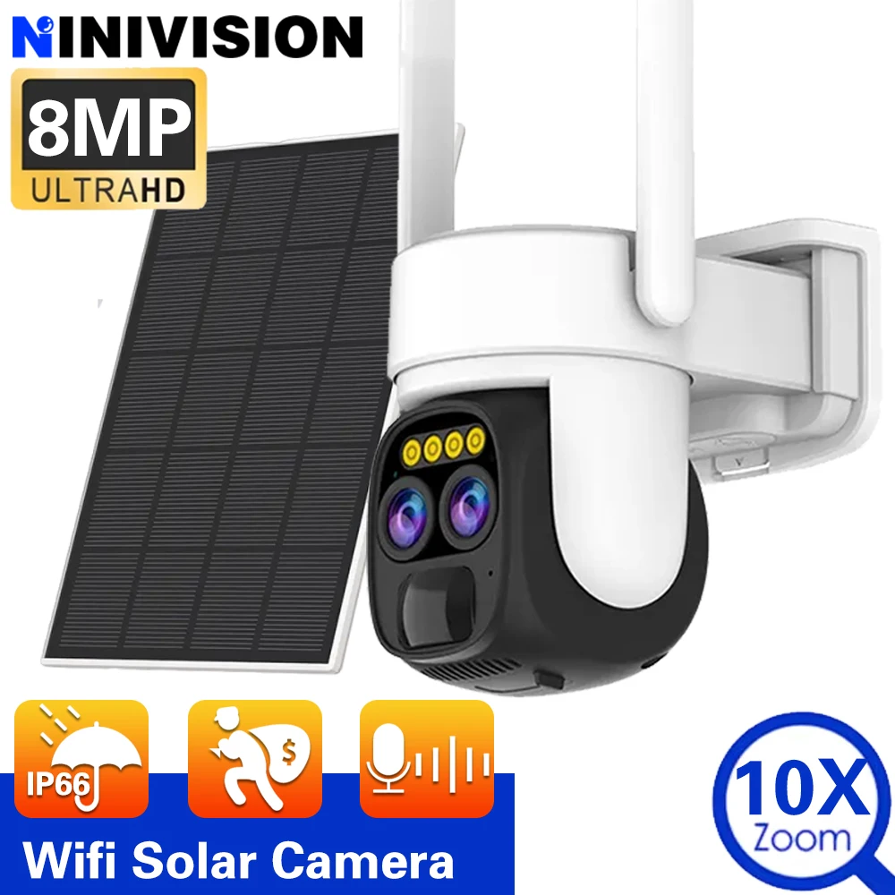 

10X Zoom O-Kam 8MP Wifi PTZ Camera Solar PIR Human Detection Night Vision Waterproof Security Video Camara Battery CCTV Monitor