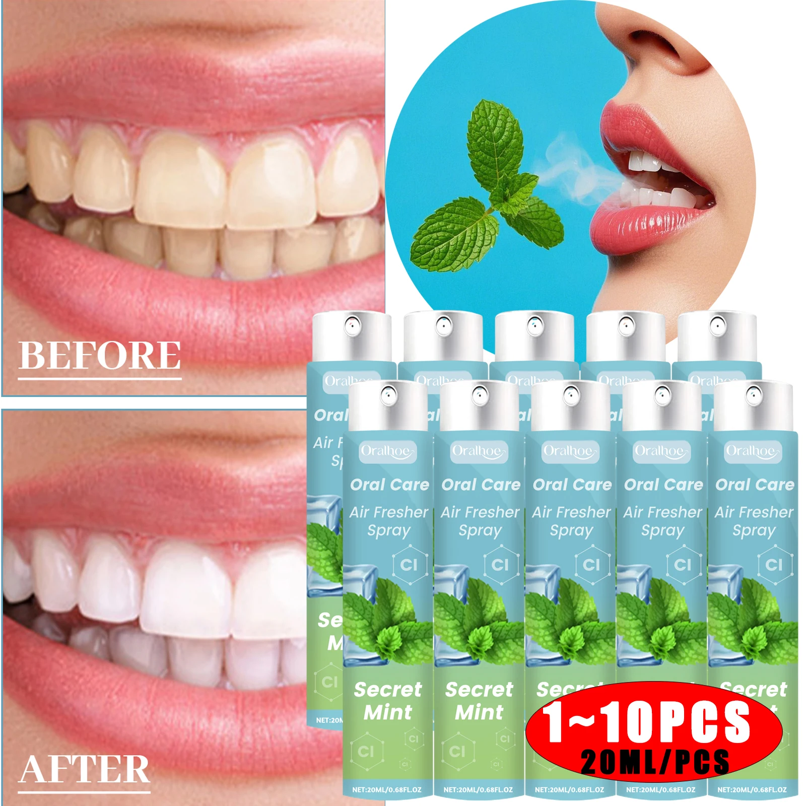 

Mint Mouth Freshener Spray Long Lasting Oral Spray Remove Bad Breath Portable Breath Fresh Refreshing Oral Care Cleaning