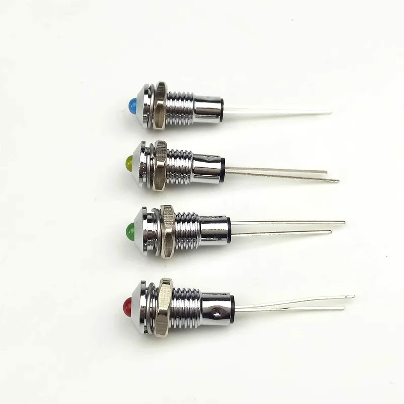 5/20PCS 6mm LED Waterproof Metal Indicator Light Signal Lamp 6V 12V 24V 36v 220V Red/Yellow/Blue/Green  Pilot switch