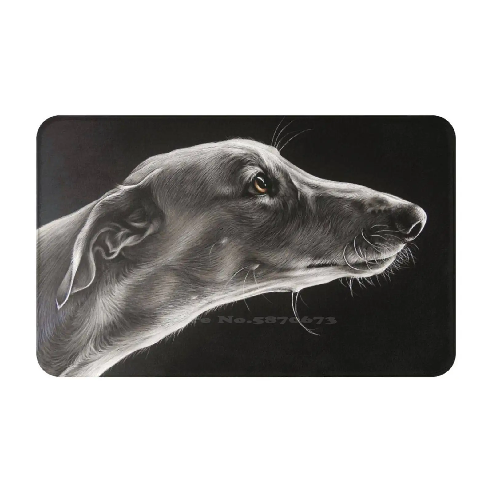 Fascination ( Detail ) Soft Cushion Car Home Carpet Door Mat Greyhound Dog Canine Pet Animal Portrait