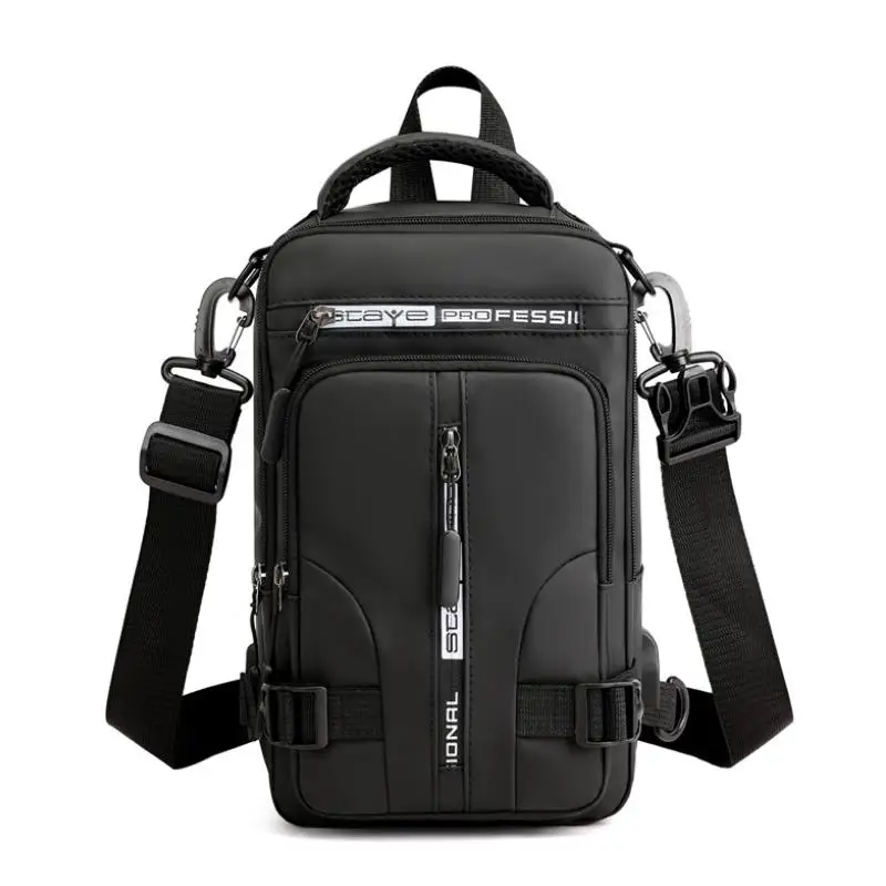 New Chest Bag Men\'s USB Charging Multi functional Fashion Casual One Shoulder Crossbody Sports Oxford Cloth Backpack