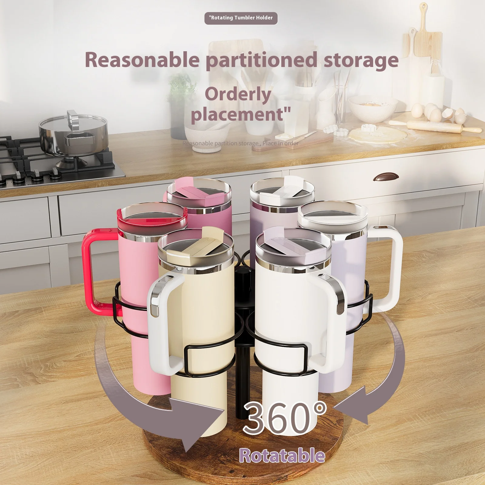 

Water Bottle Organizer for Stanley 40 oz Tumbler Cabinet Rotatable Stanley Cup Holder Kitchen 6 Slots Stanley Cup Storage Rack