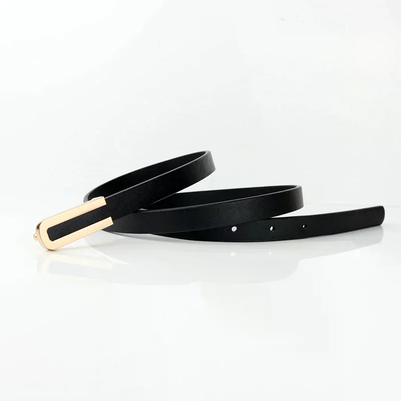 أحزمة الخصر النسائية الحد الأدنى دبوس مشبك بولي Leather الجلود رقيقة حزام الإناث لفساتين الجينز السراويل #6