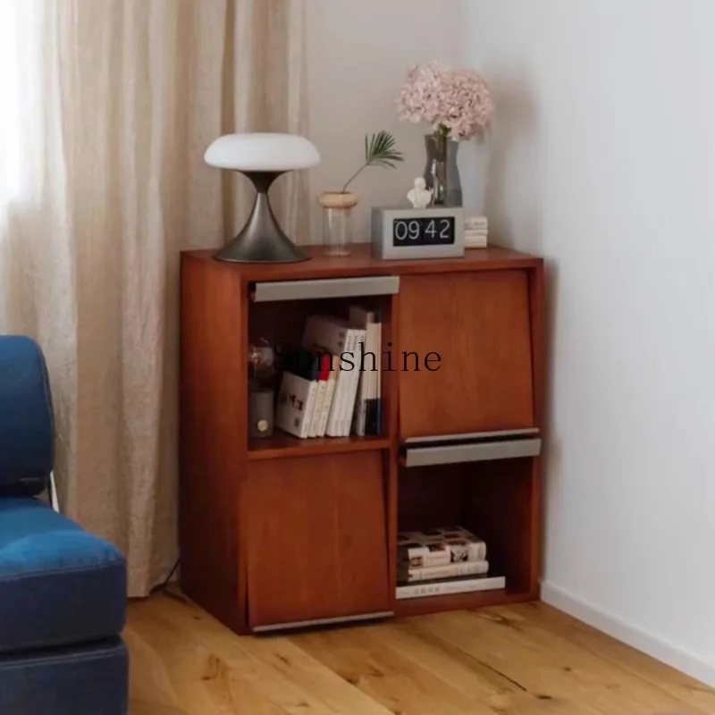 

Retro combination solid wood magazine bedroom living room lattice storage display low cabinet