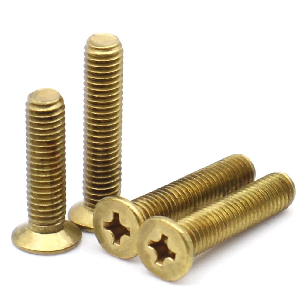 5-50pcs Brass Phillips Flat Countersunk Head Machine Screws Cross Recess Metric Thread Fasteners M2 M2.5 M3 M4 M5 M6 M8
