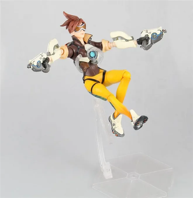 Collection 27cm Hot Game OW Over watch Tracer Action Figure with Light Exquisite model home Bookshelf Decoration kids Gift