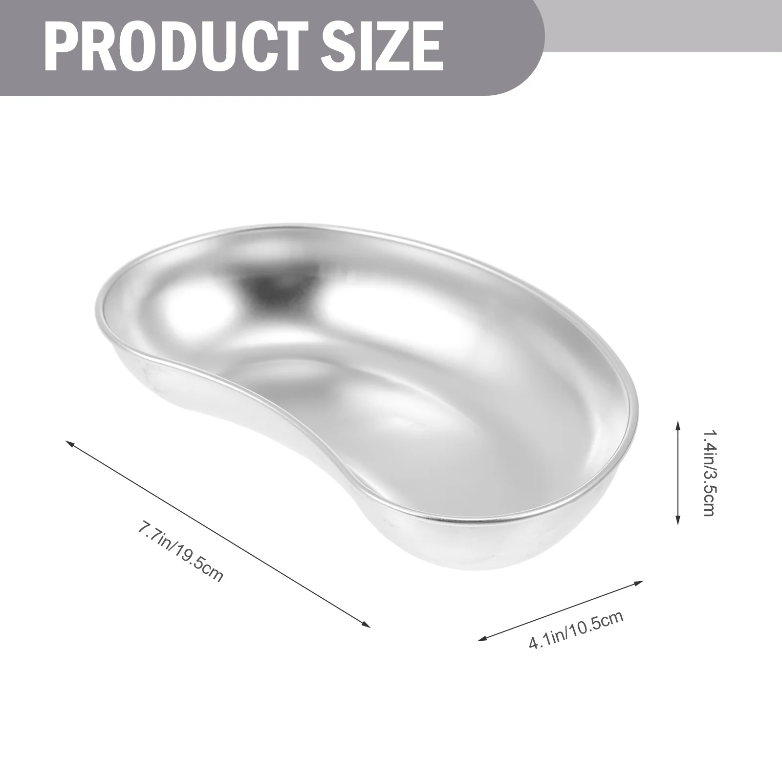 Stainless Steel Waist Medical Storage Tray Kidney Shape Curved Plate Creative Silver