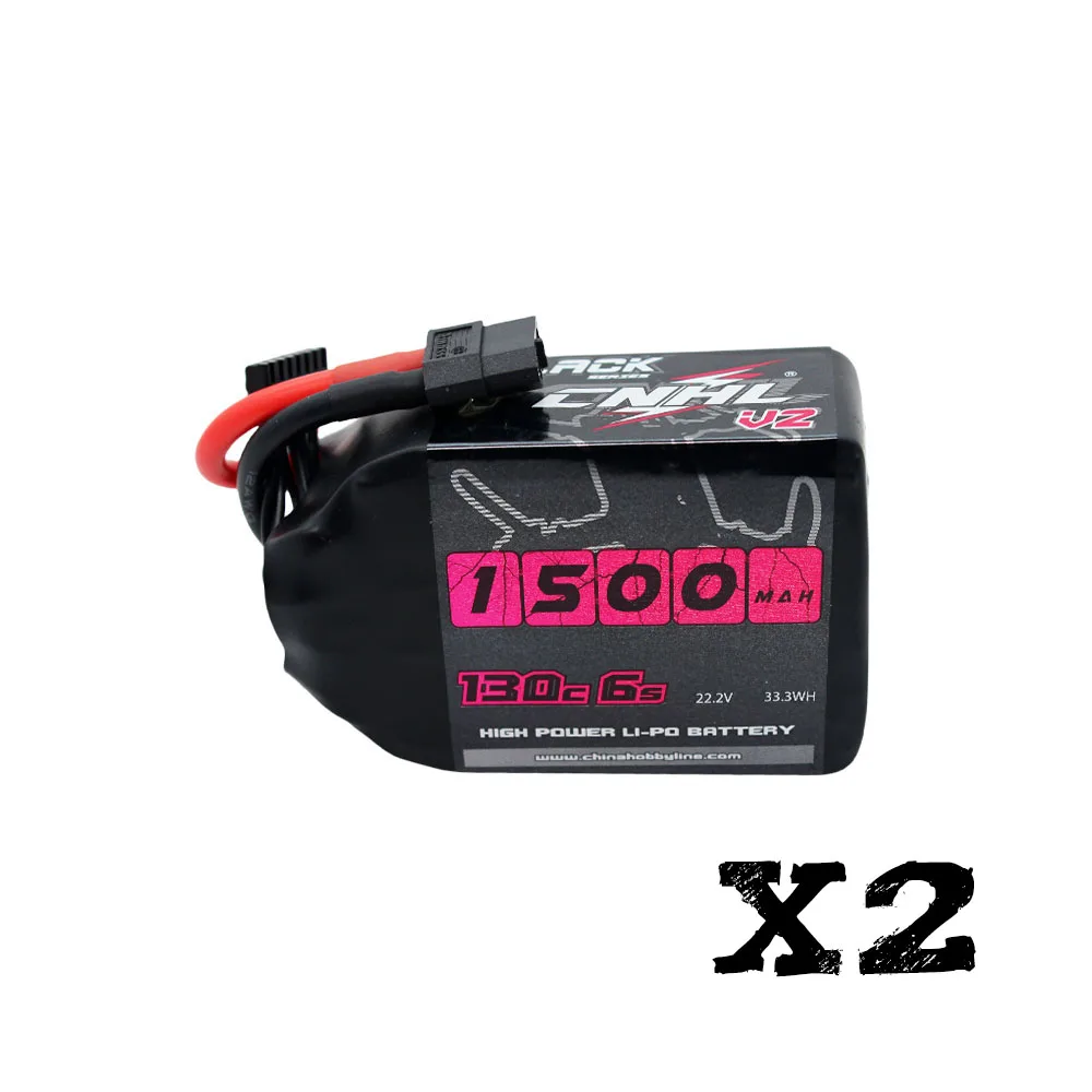 

2 Packs CNHL Black Series V2.0 1500mAh 22.2V 6S 130C Lipo Battery with XT60 Plug