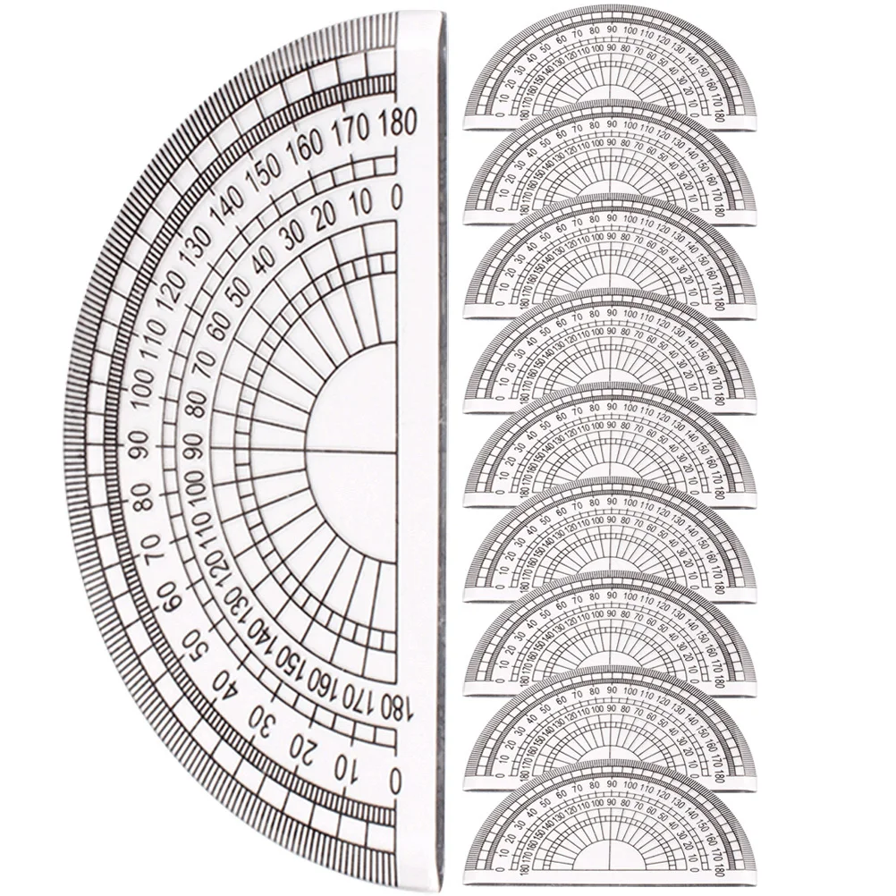 10pcs Plastic Protractors 180 Degree Math Protractor For Students Clear Measuring Tool Portable Drawing Geometry Ruler Student