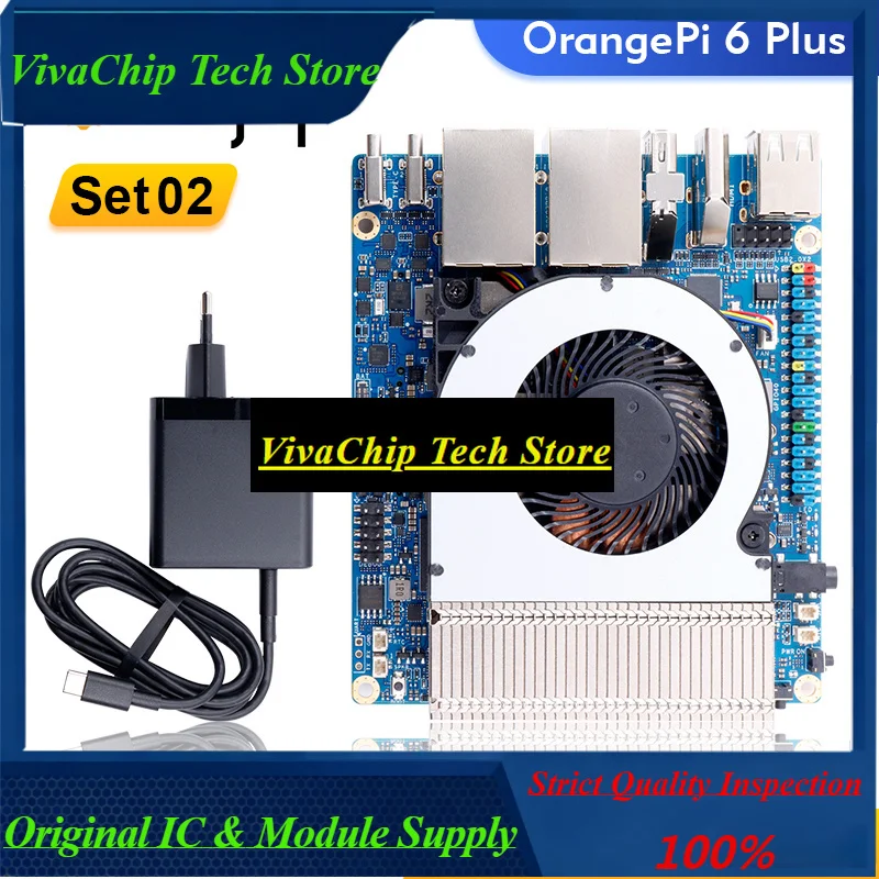 VivacpOrange Pi 6 Plus + Type-C 20V5A Power Supply + Heatsink 16GB DDR5 CIX CD8180/CD8160 SoC 2x M.2 KEY-M 45TOPS 5G Ethernet