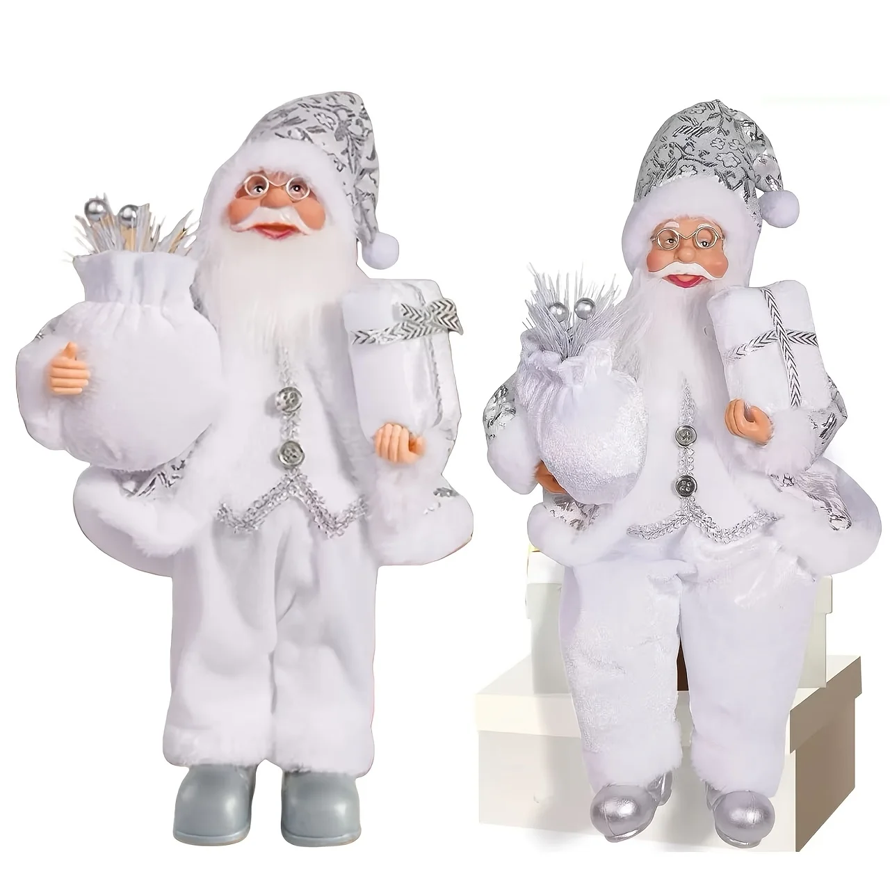 الأبيض الدائمة والجلوس سانتا كلوز، السنة الجديدة، هدايا عيد الميلاد، المفروشات المنزلية، ديكورات النوافذ #6