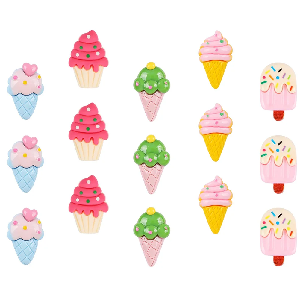 15 ชิ้น Ice Cream Pin Multi - function Thumbtacks เปลี่ยนรูปร่างพลาสติกขนาดเล็กทุกวัน Push Travel Cork Board