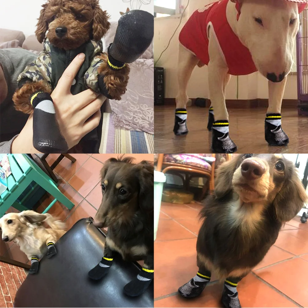 

1 set Pet Socks Soft Cotton Anti Slip Waterproof Winter Shoes Puppy Booties Rubber Socks Dog Boots Keep Paws Clean
