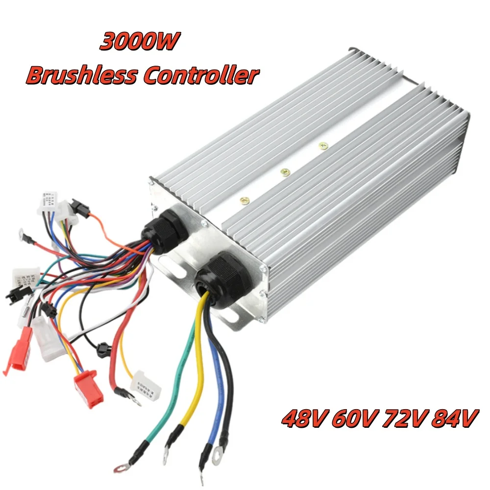 48V 60V 72V 84V 3000W 지능형 브러시리스 컨트롤러 오토바이 용 이중 행 18MOS 트랜지스터 BLDC 모터 속도 컨트롤러