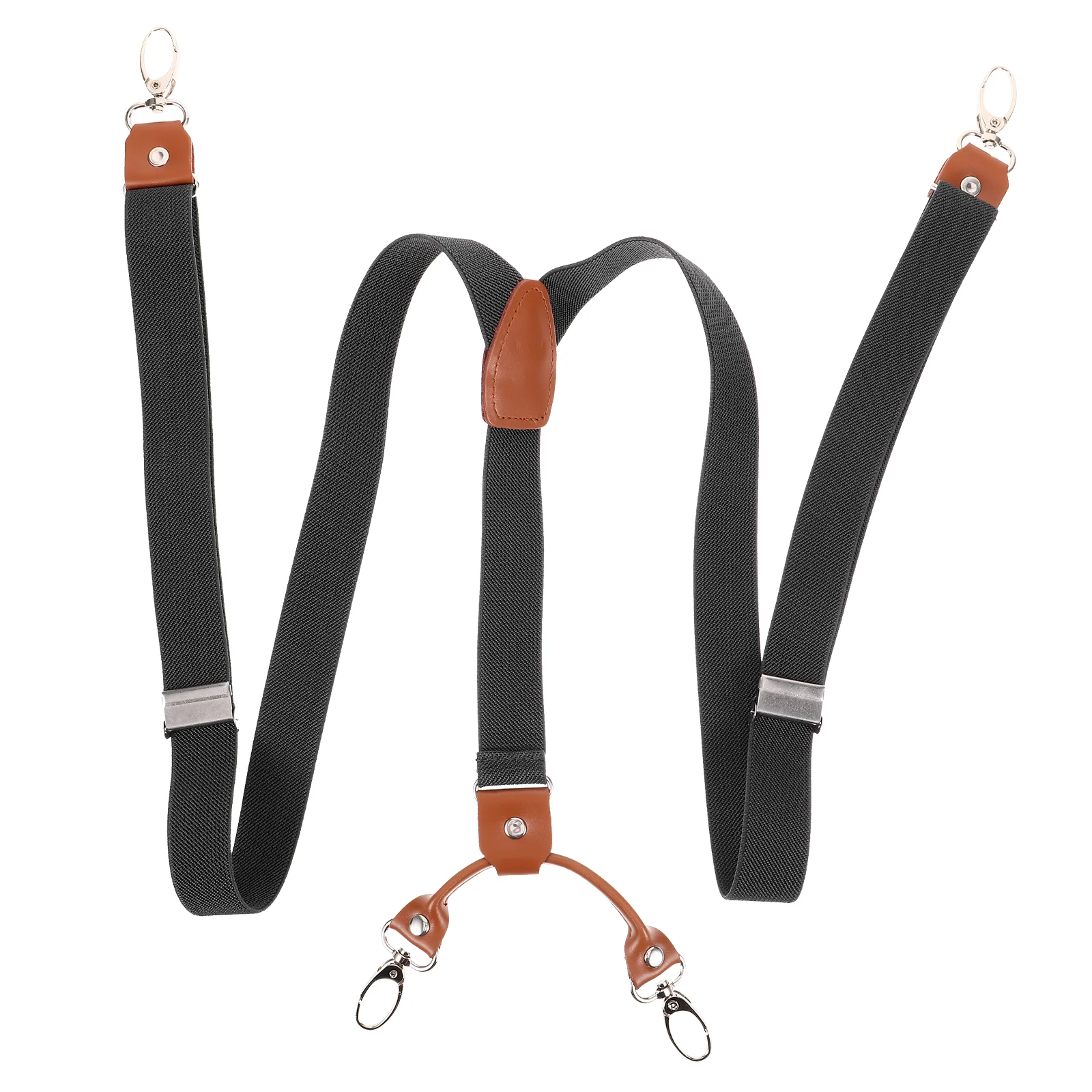 Elastic Band Clip Strap Suspenders for Men Heavy Duty Adjustable Length Rust Resistant Versatile Use Jeans Shirts Suits