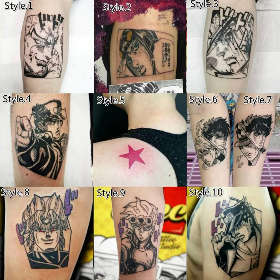 Anime JoJo\'s Bizarre Adventure Stone Ocean Temporary Tattoos Cartoon JOLYNE Jotaro Body Art Decal Waterproof Fake Tattoo Sticker