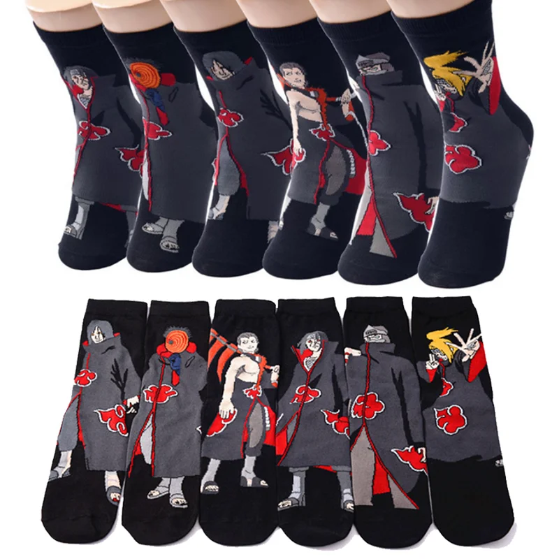 Naruto Men Socks Fashion Cotton Printing Middle Tube Sock Cartoon Couple Sport Socks Casual Breathable Comfortable Stockings
