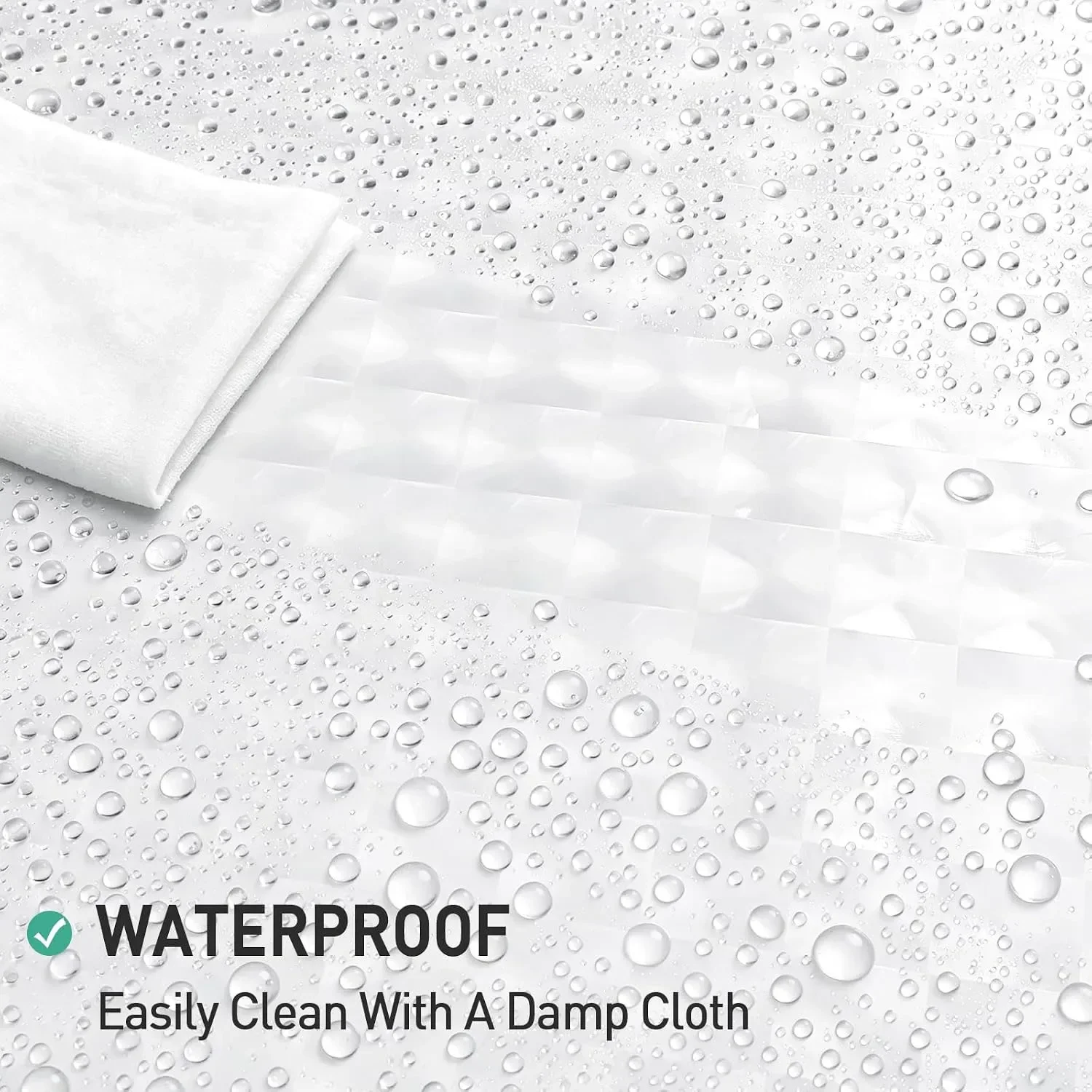 3D Textured Clear PEVA Shower Curtain Liner, Waterproof with Bottom Magnets & Reinforced Grommets, Decorative Bathroom Liner