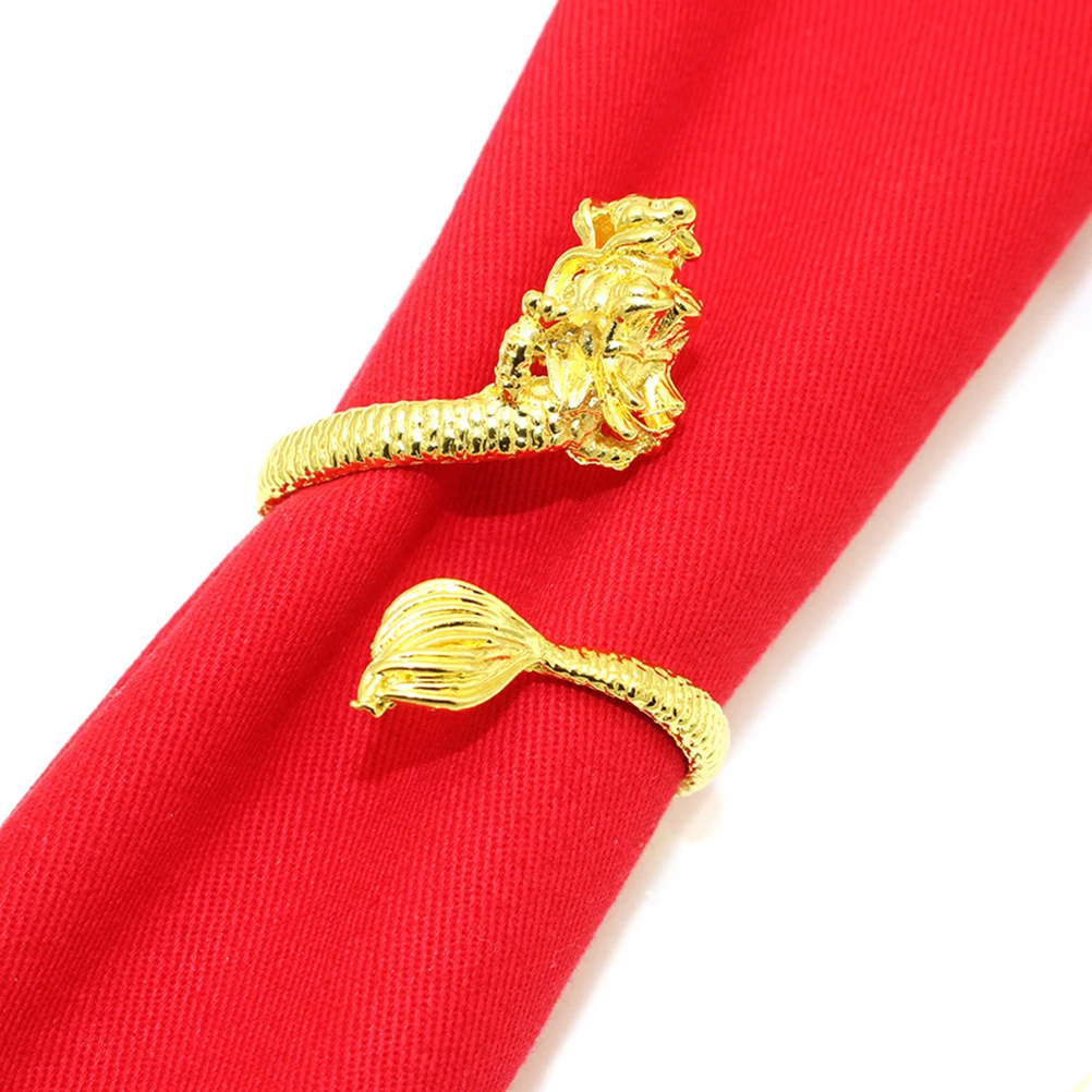 

6Pcs Metal Dragon Napkin Rings 3D Design for Easter Weddings Festive Holiday Table Decor Easter Napkin Ring Gold