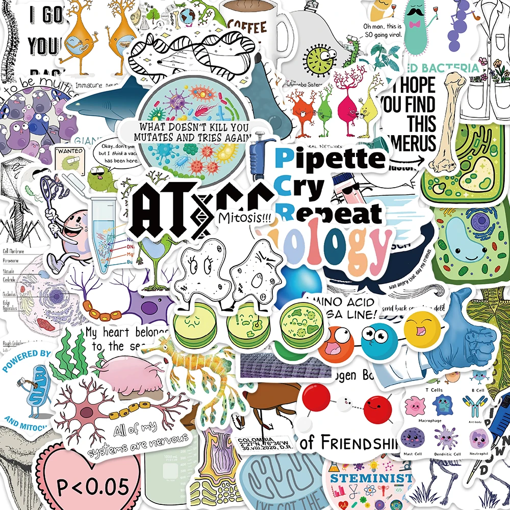 50/100PCS Biology Laboratory Research Stickers Graffiti Decoration Laptop Luggage Phone Skateboard Waterproof DIY Sticker