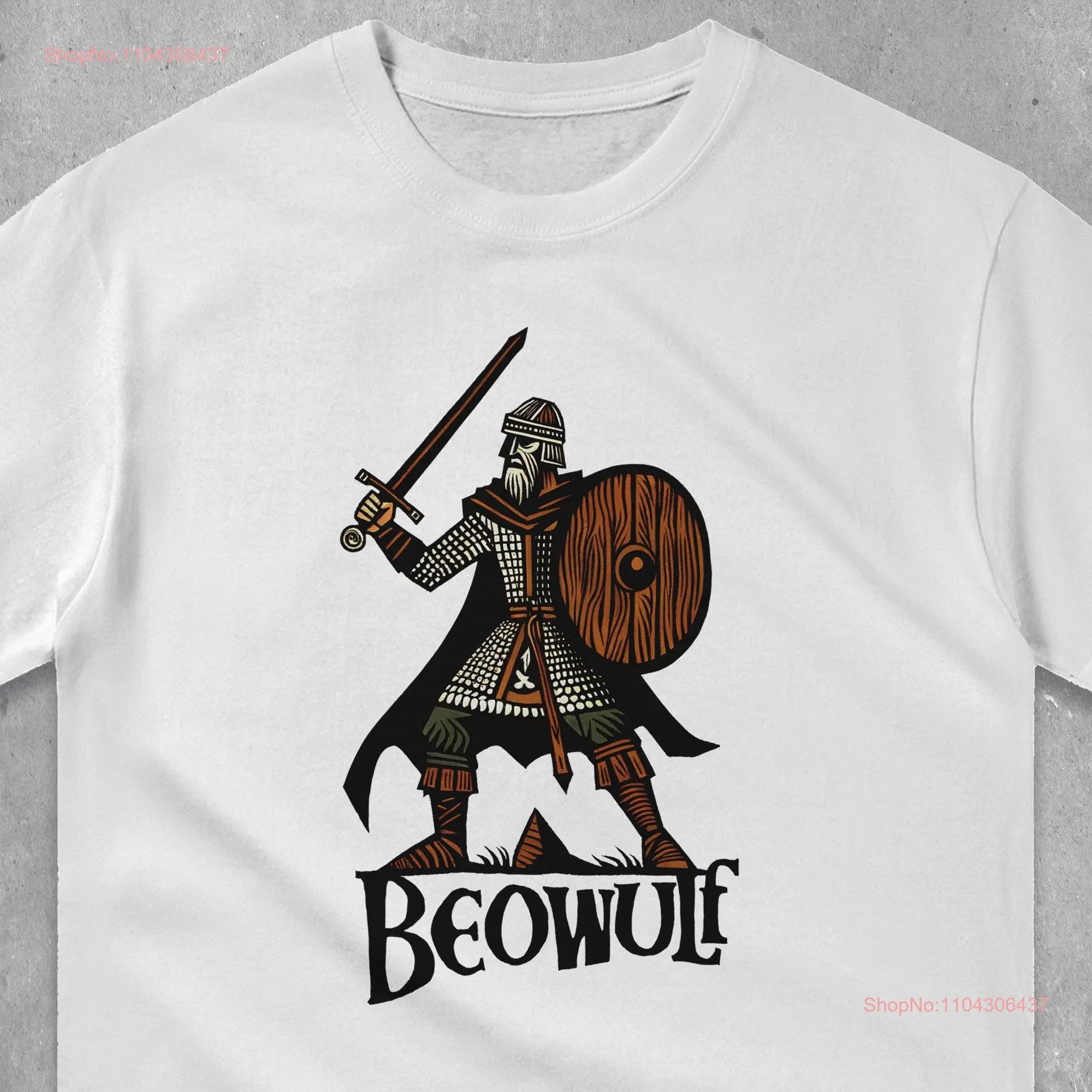 BEOWULF T SHIRT Old English Mythology Anglo Saxon Pagan Norse Three Colours Four Sizes long or short sleeves