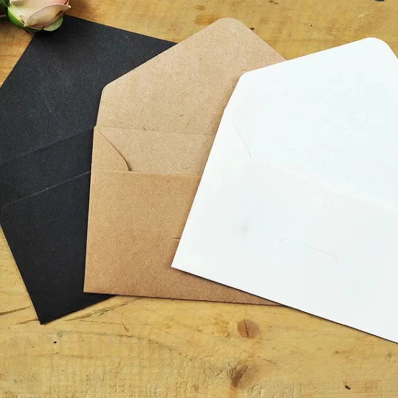 40Pcs window envelope Stationery Cowhide Blank handmade Wedding Writing Invitations Letter Gift Packing Handmade Envelope 10X7CM