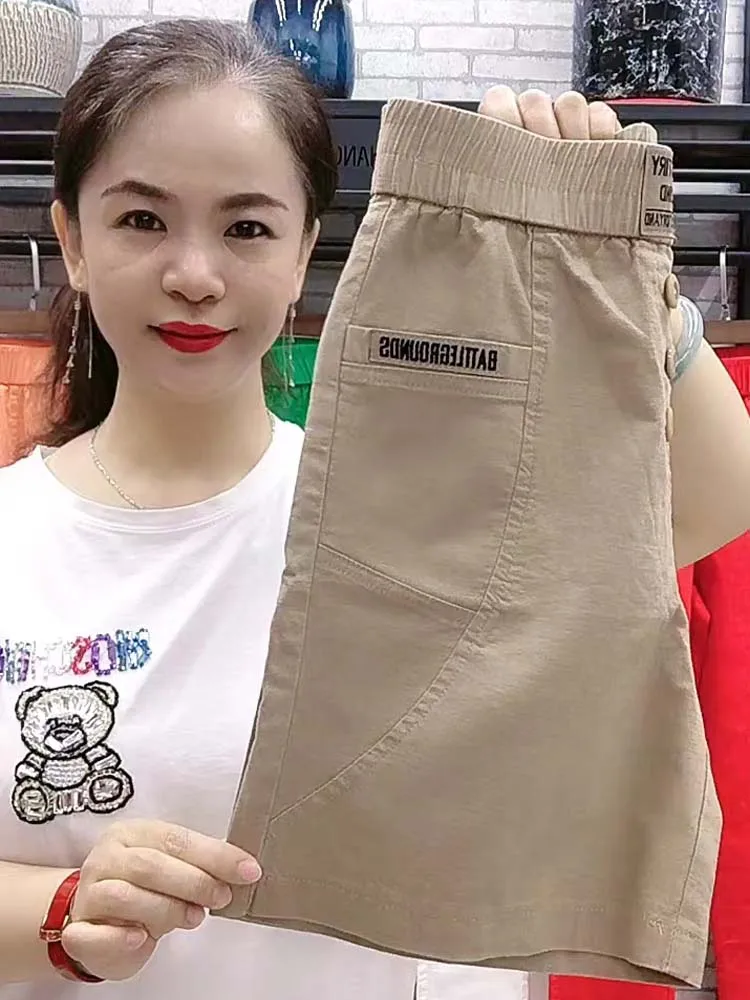 Women's Summer  New Linen Loose Five-Point Pants High Waist Straight Leg Casual orts Outerwear Comfortable Loose Fit