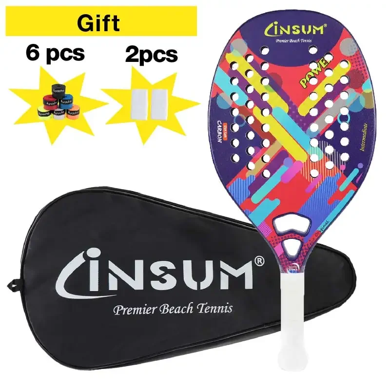 BT795 Beach Tennis Racket Full Carbon Fiber Tennis Beach Racquet with Beach Tennis Balls