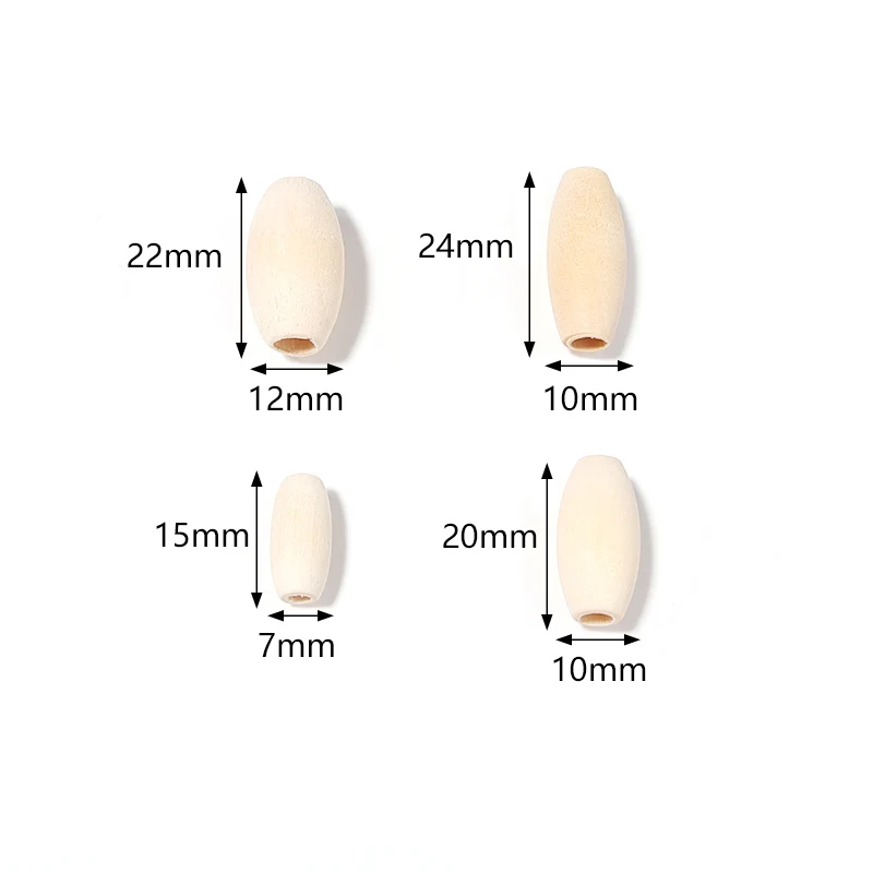 50/100pcs Natural Wooden Long Oval Shape Bead Loose Spacer Beads for DIY Handmade Bracelet Necklace Jewelry Making Accessories