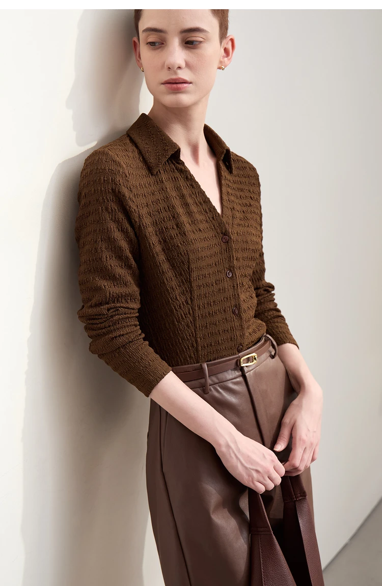 Amii Minimalism 2025 Damenblusen Herbst Neu V-Ausschnitt Pullover Strickjacke Langarm Schlank Modische Blusen für Damen 12413010 – Detail 31