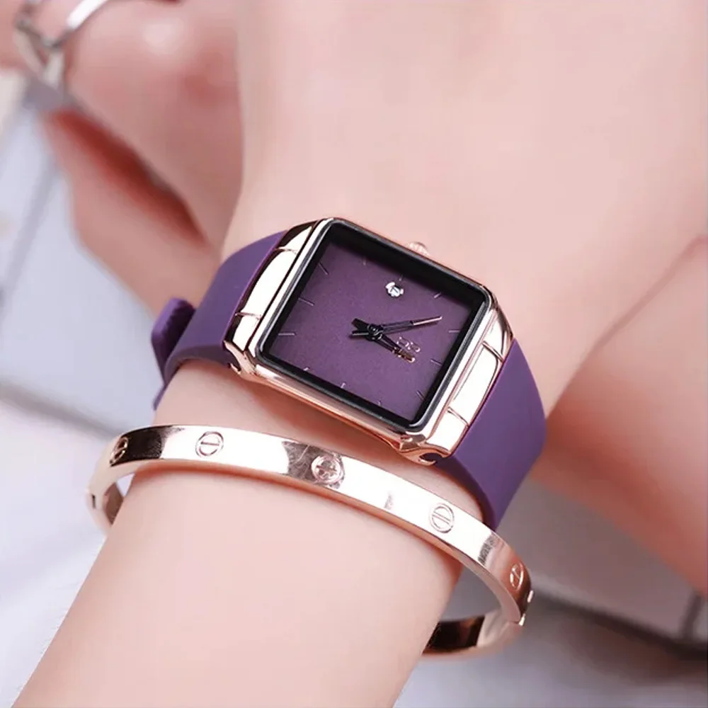 HK Guou Brand ultrathin Fashion watch female student Luxury Gift Square watch Korean minimalist waterproof Genuine Leather Watch