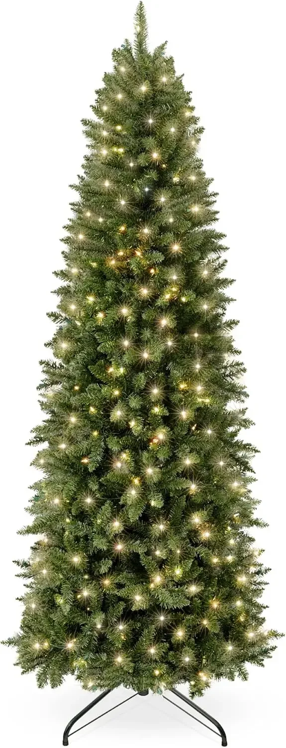 

Prelit Pencil Christmas Tree, 12ft Premium Artificial Tree, Realistic Lighted Spruce Holiday Decor w/Warm Warm White Lights,