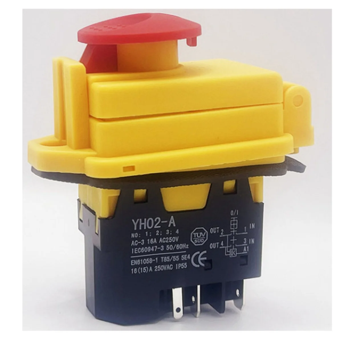 YH02-A Electromagnetic Switch 250V 16A 4PIN Start Push Button for Machine Tool Equipment