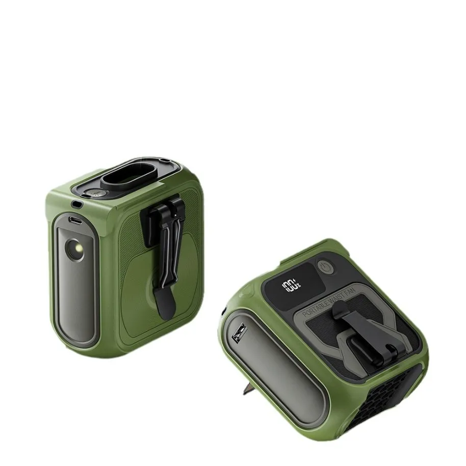 2025 nowy kempingowy wentylator elektryczny montowany w talii dla studentów, ręczny, przenośny, ładowany przez USB, bezlistny wentylator montowany w talii