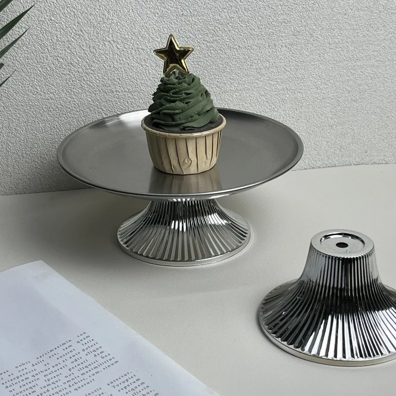 Creative Stainless Steel High-legged Cake Tray Luxury Dessert Display Plate Living Room Coffee Table Fruit Tray Home Use