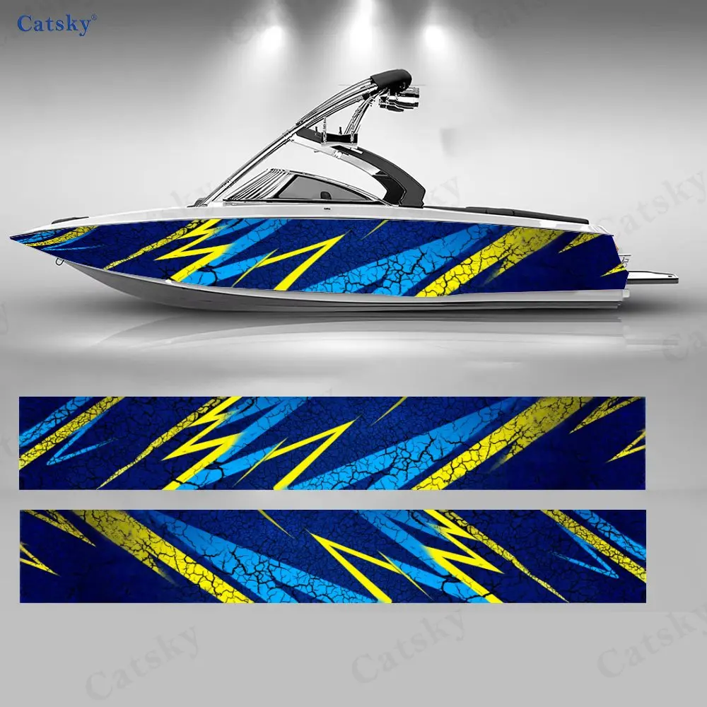 

2 шт. наклеек для лодок с глубоководными молниями и граффити, водонепроницаемые виниловые наклейки из ПВХ для рыболовных судов, прочный и стильный дизайн