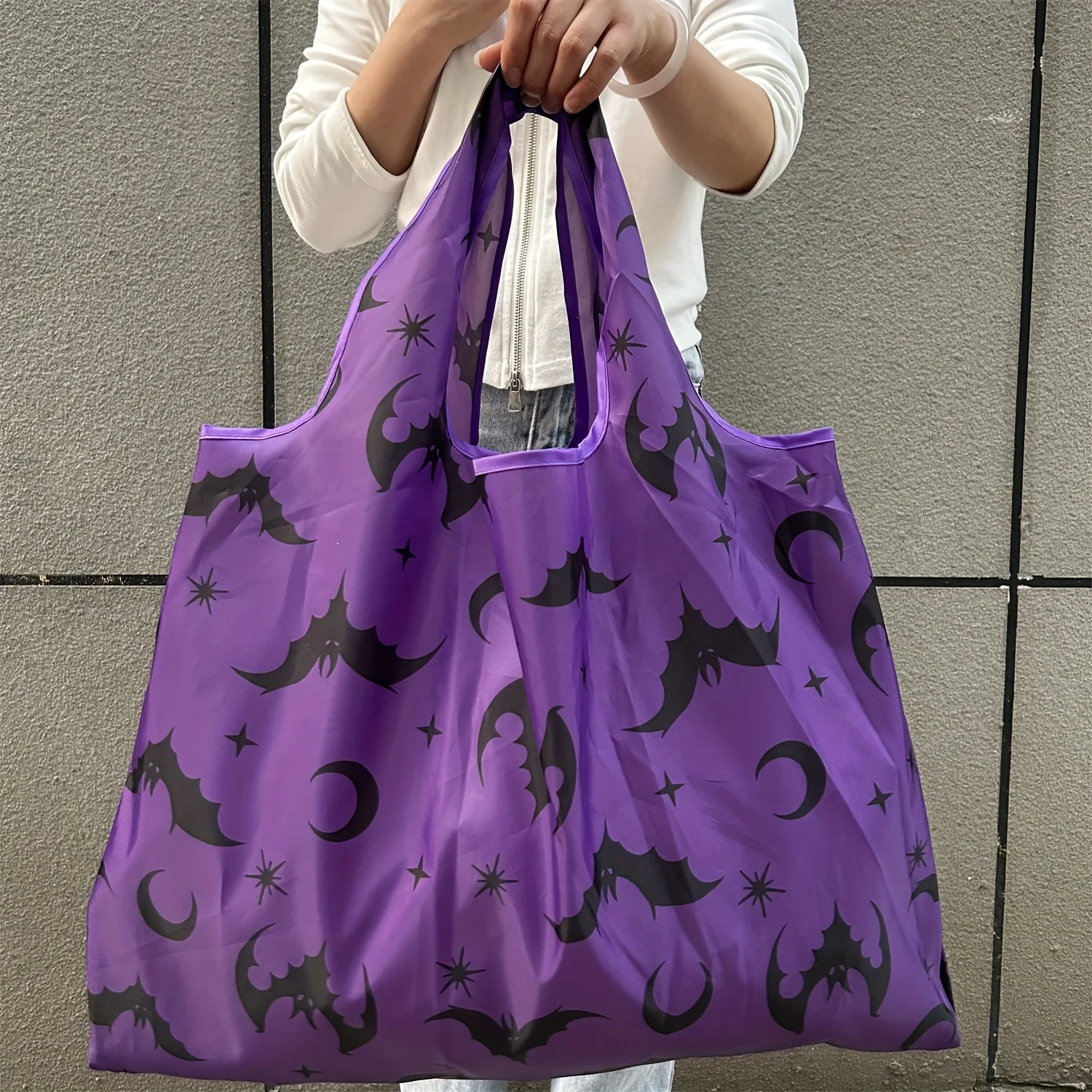 Bolsa de compras plegable de gran capacidad, bolsa de mano de nailon resistente, bolsa de almacenamiento de viaje, bolsa de comestibles ligera, 1 ud.