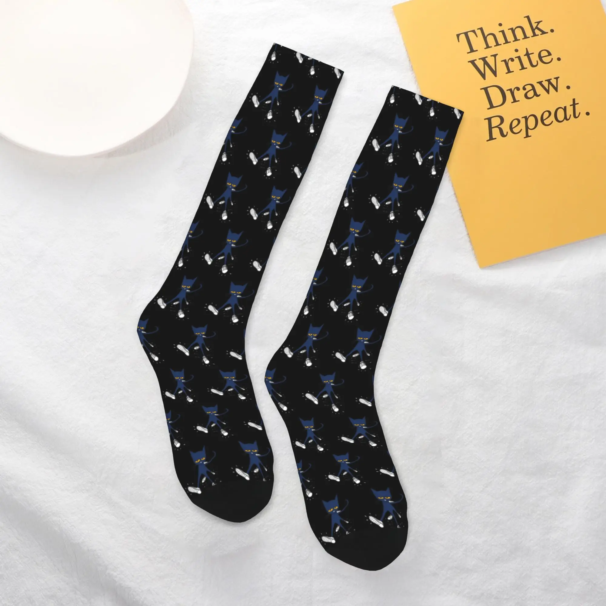 All Seasons Crew Stockings Pete the cat 3 Socks Harajuku Casual Hip Hop Long Socks Accessories for Men Women Christmas Gifts